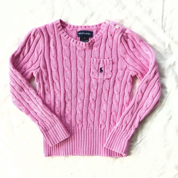 Ralph Lauren Other - RALPH LAUREN Girls Pink Cableknit Sweater Sz 6